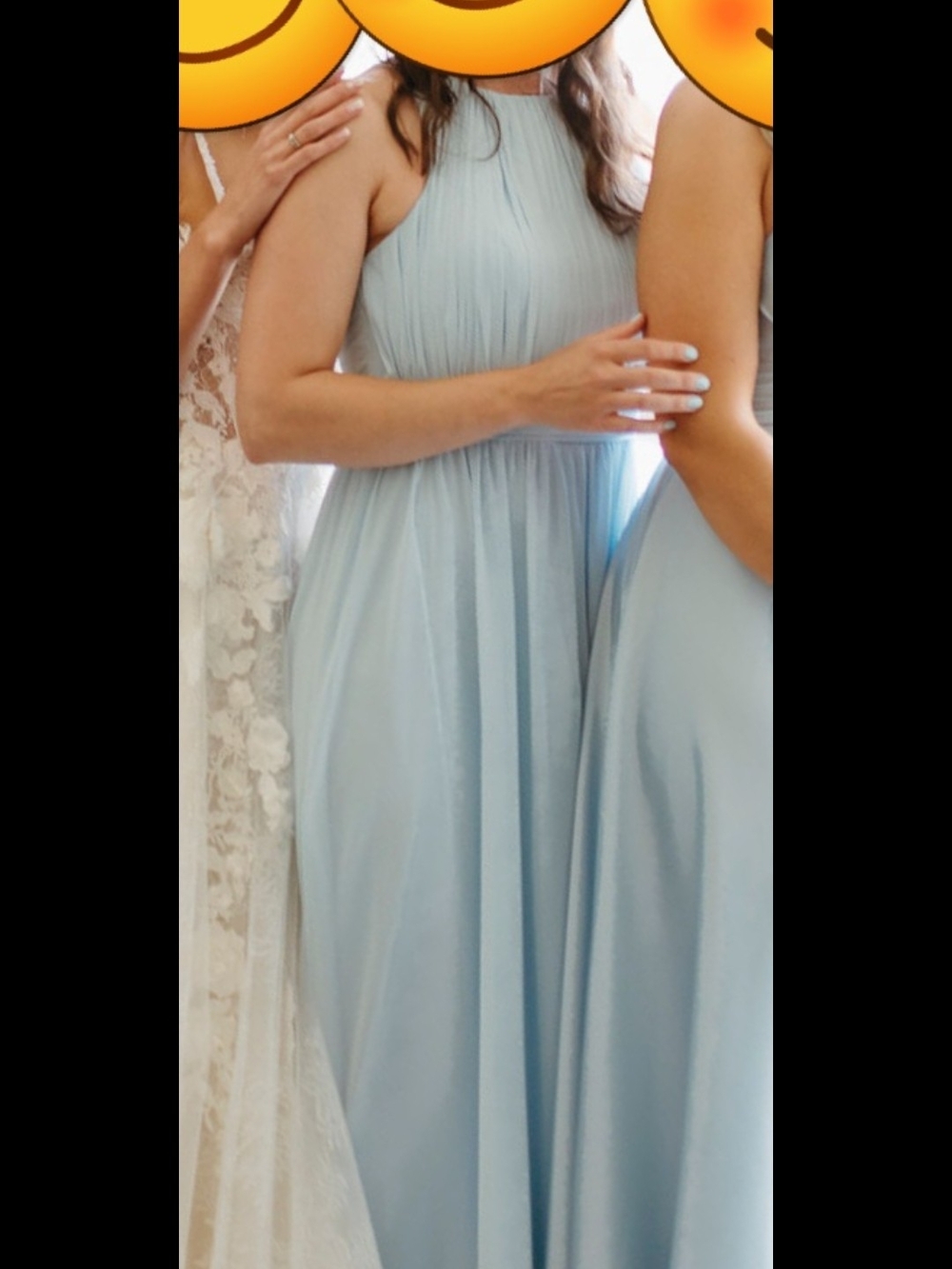 Azazie Luz Bridesmaid Dress In Chiff, Sky Blue, size A12, Unaltered